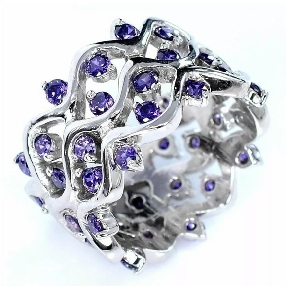 ♡New Silver Plated purple amethyst statement ring♡ - Picture 5 of 5